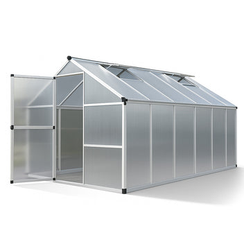 Kasvihuone 10 m² – 4 mm 800 g/m² kennolevyt, sokkeli, alumiinirunko