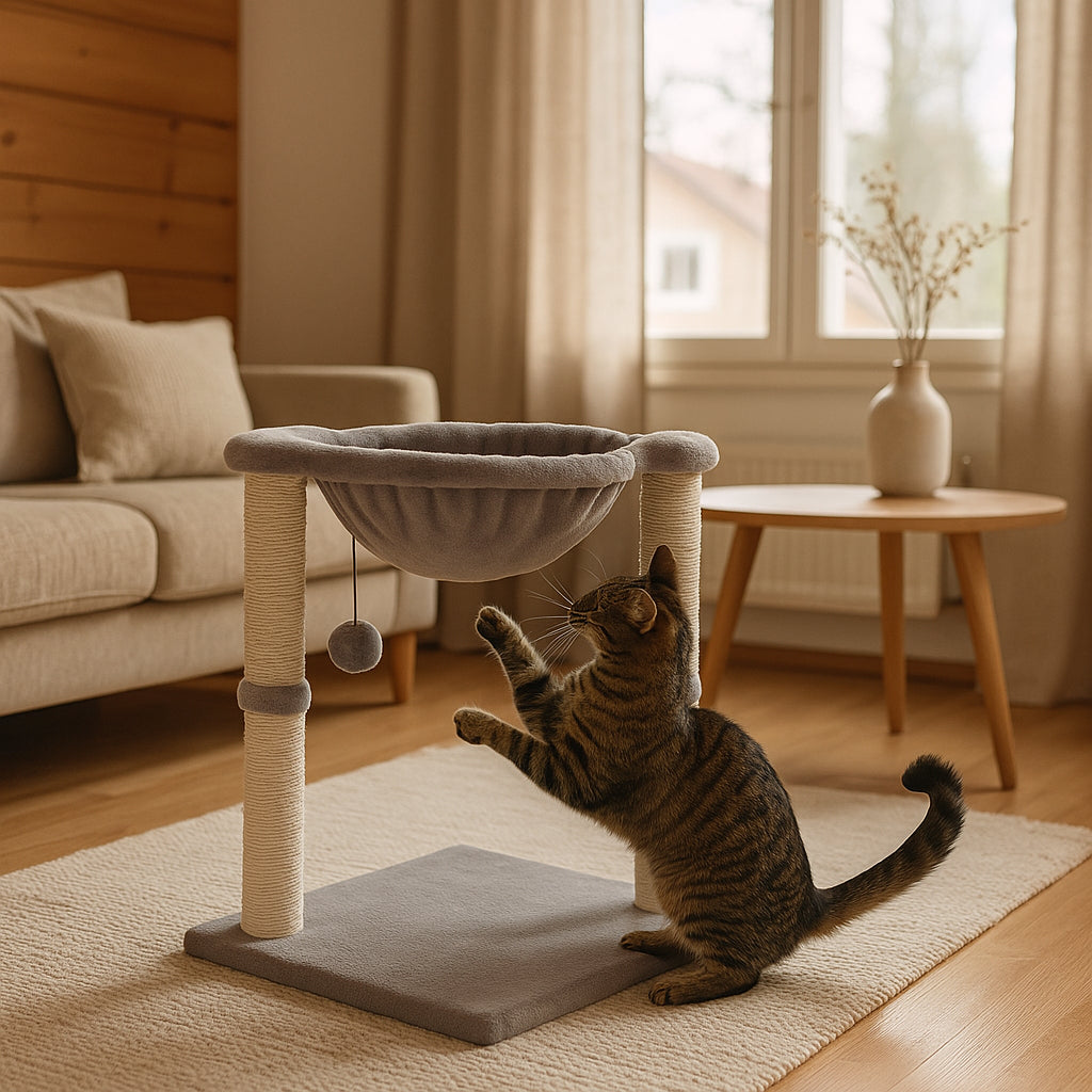 POHJOLAN LEMMIKKITARVIKE Kissan kiipeily-/raapimispuu 50 cm, vaalean harmaa