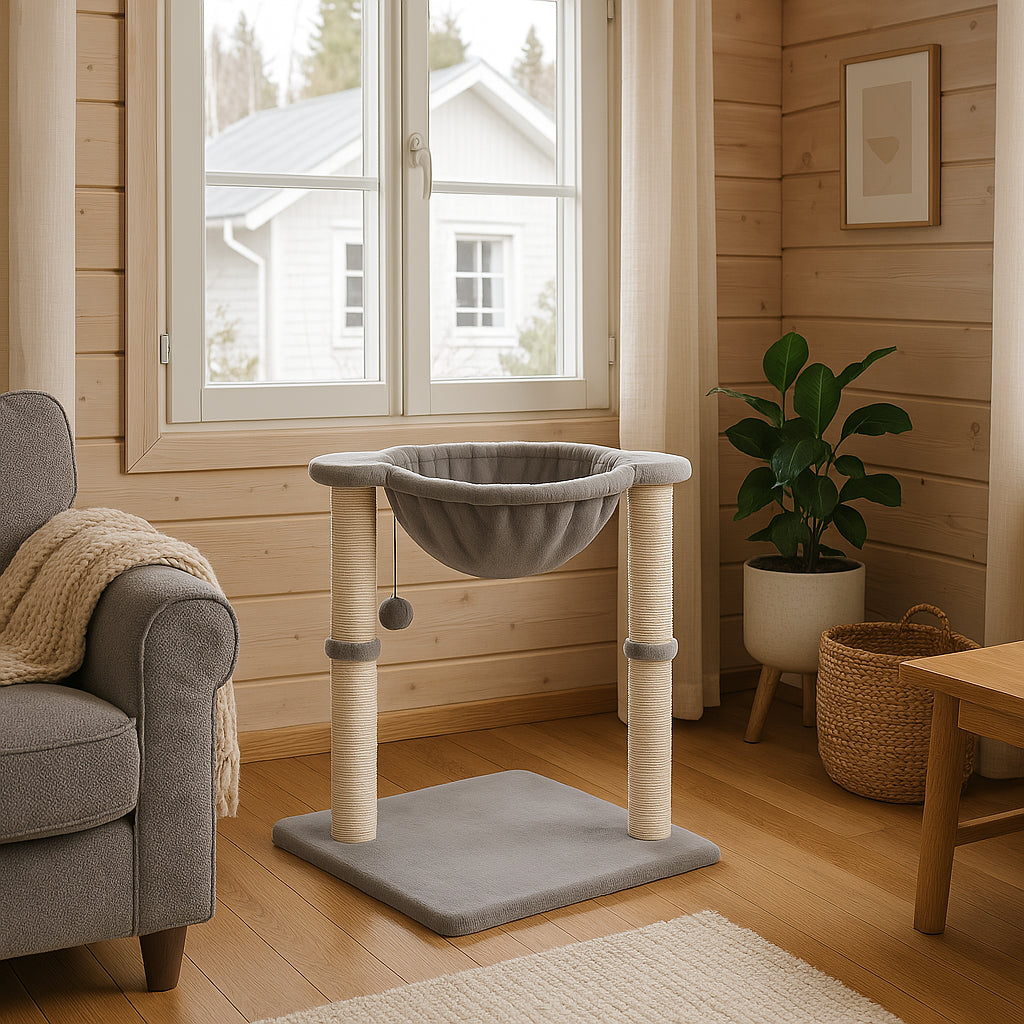 POHJOLAN LEMMIKKITARVIKE Kissan kiipeily-/raapimispuu 50 cm, vaalean harmaa