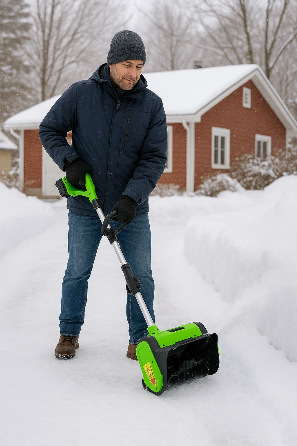 Batteridriven snöskopa 10" 20V Li-ion – arbetsbredd 25,4 cm, batteri och laddare ingår