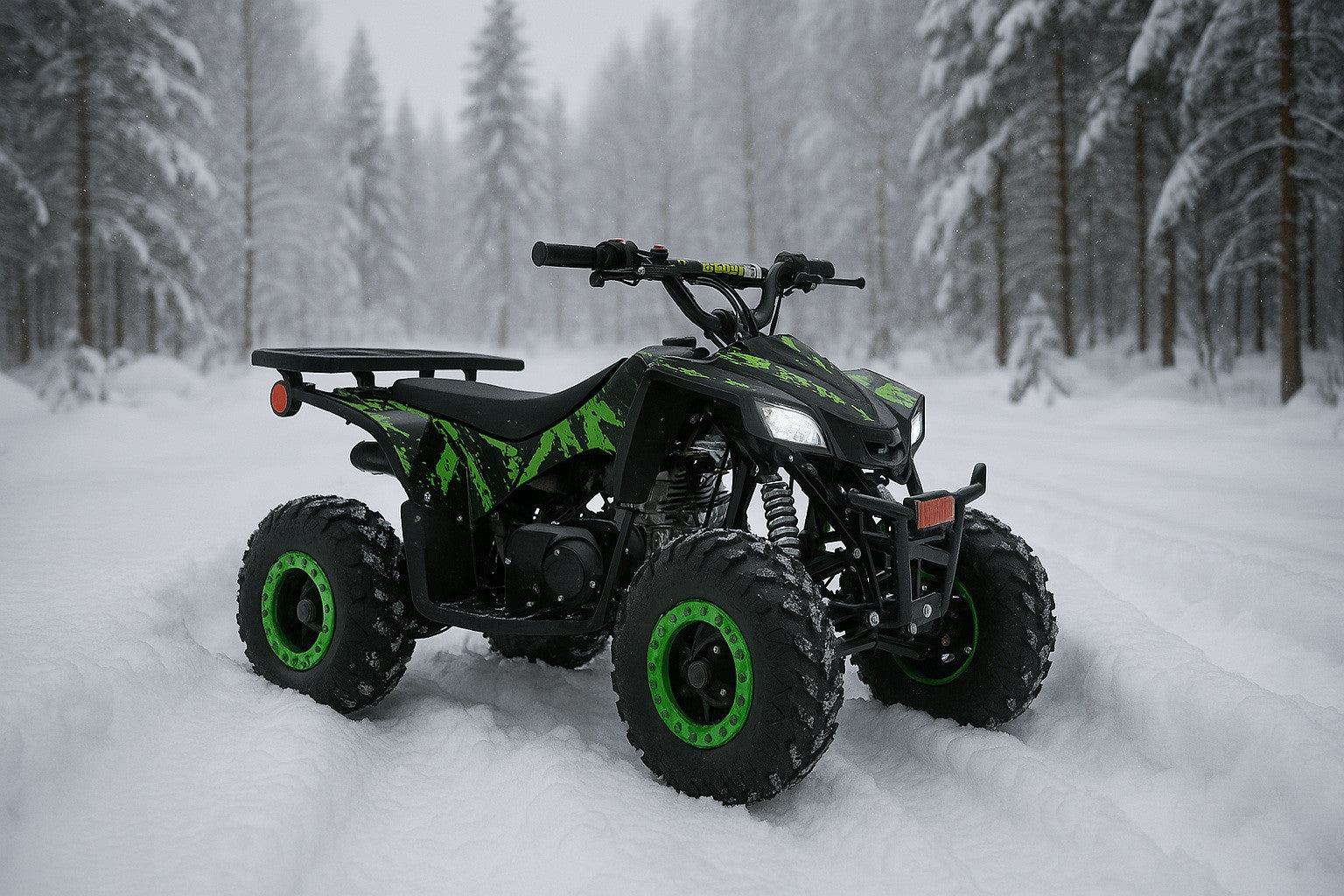 POHJOLA MOTORS Lasten Minimönkijä 110CC täysautomaatti, Musta/vihreä