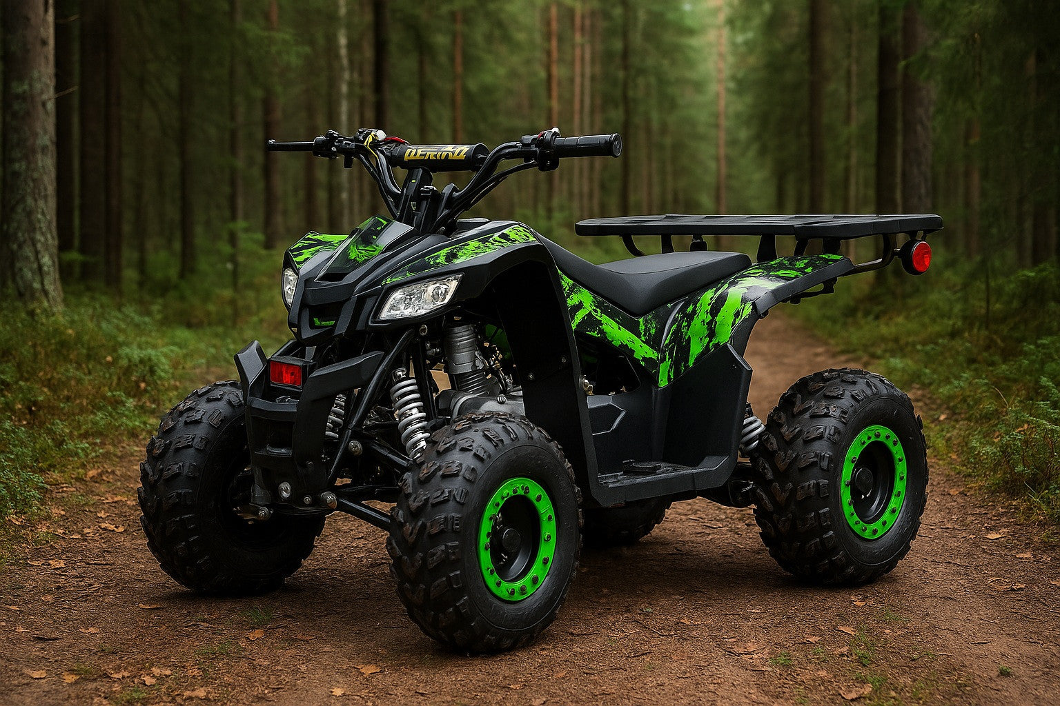 POHJOLA MOTORS Lasten Minimönkijä 110CC täysautomaatti, Musta/vihreä