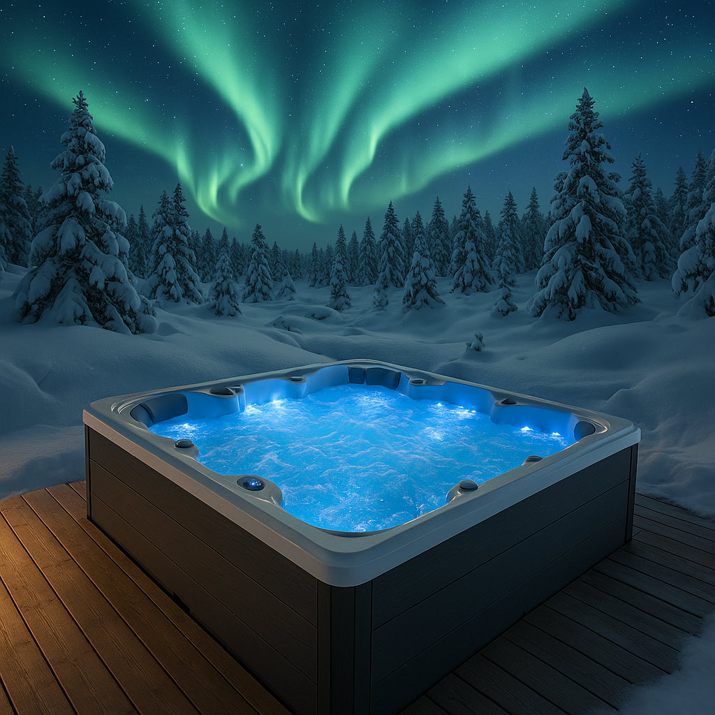 Pohjola Spa LUXUS Ulkoporeallas 215x215 cm, 55 suutinta, LED-valot, WIFI