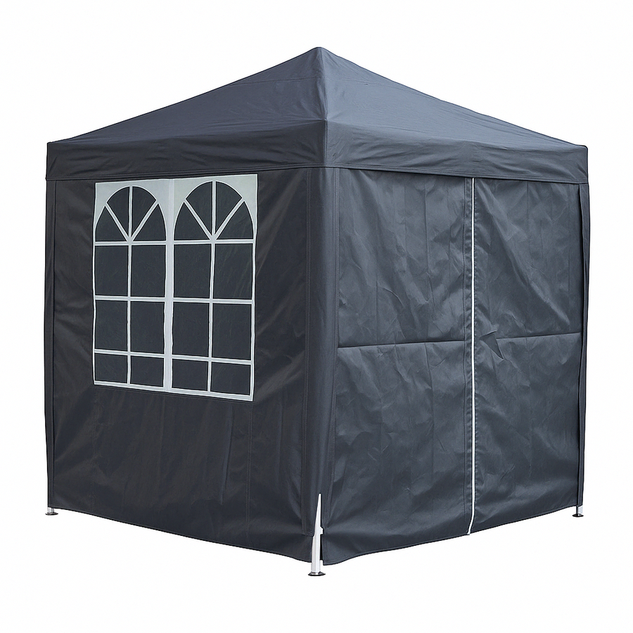 Pop-up festtält 2 x 2 m – avtagbara sidoväggar, 210D Oxford-tyg, antracit