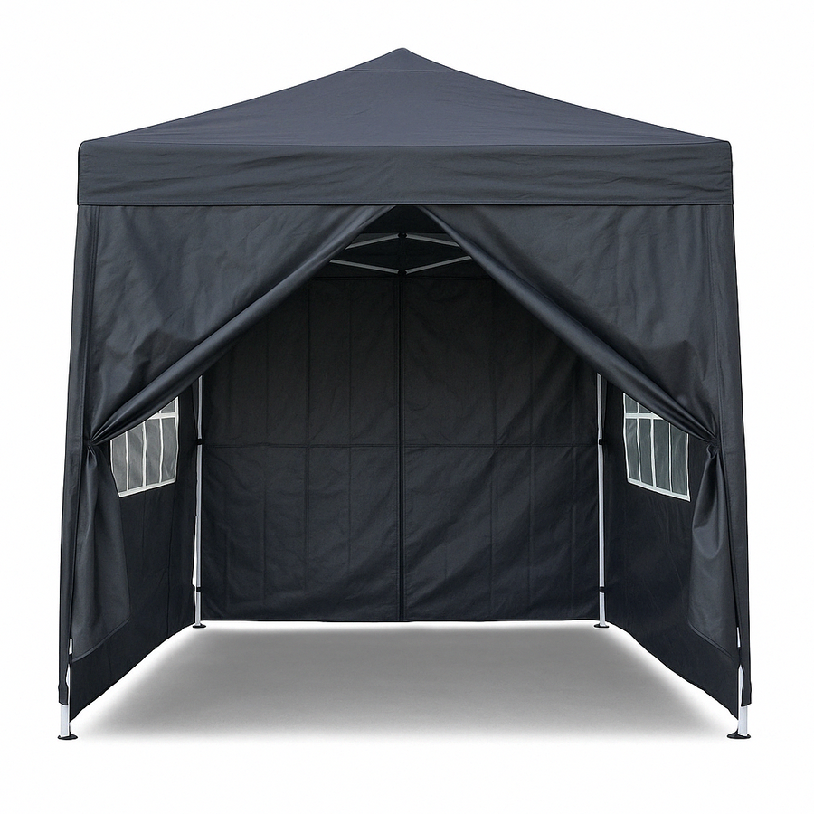 Pop-up festtält 2 x 2 m – avtagbara sidoväggar, 210D Oxford-tyg, antracit