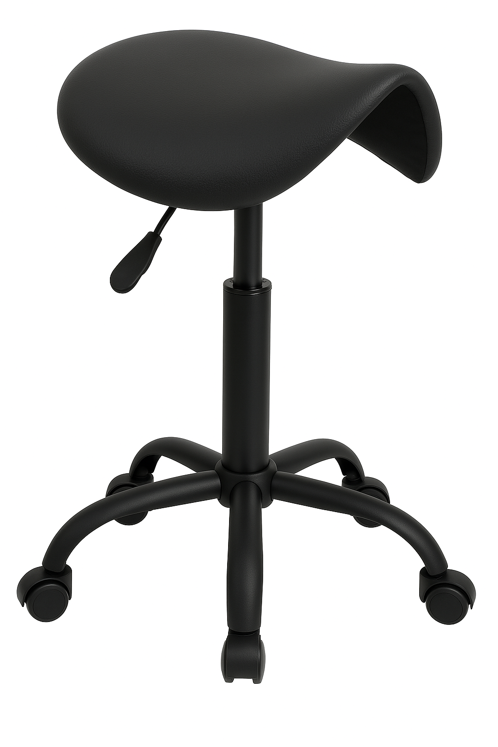 Sadelstol – höjdjustering 48–61,5 cm, bärkraft 150 kg, med hjul