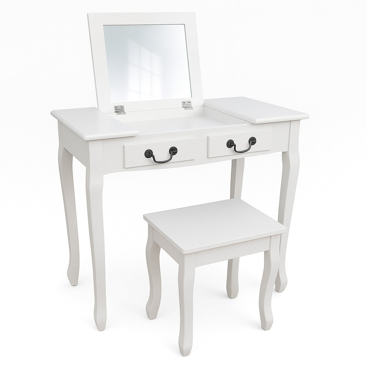 Pohjola Indoor Meikkipöytä Peilillä & jakkaralla AVIVA, 80 x 40 x 111 cm, Valkoinen
