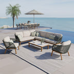 AURO ulkosohvaryhmä, kulmasohva + 2 nojatuolia + 2 pöytää, beige