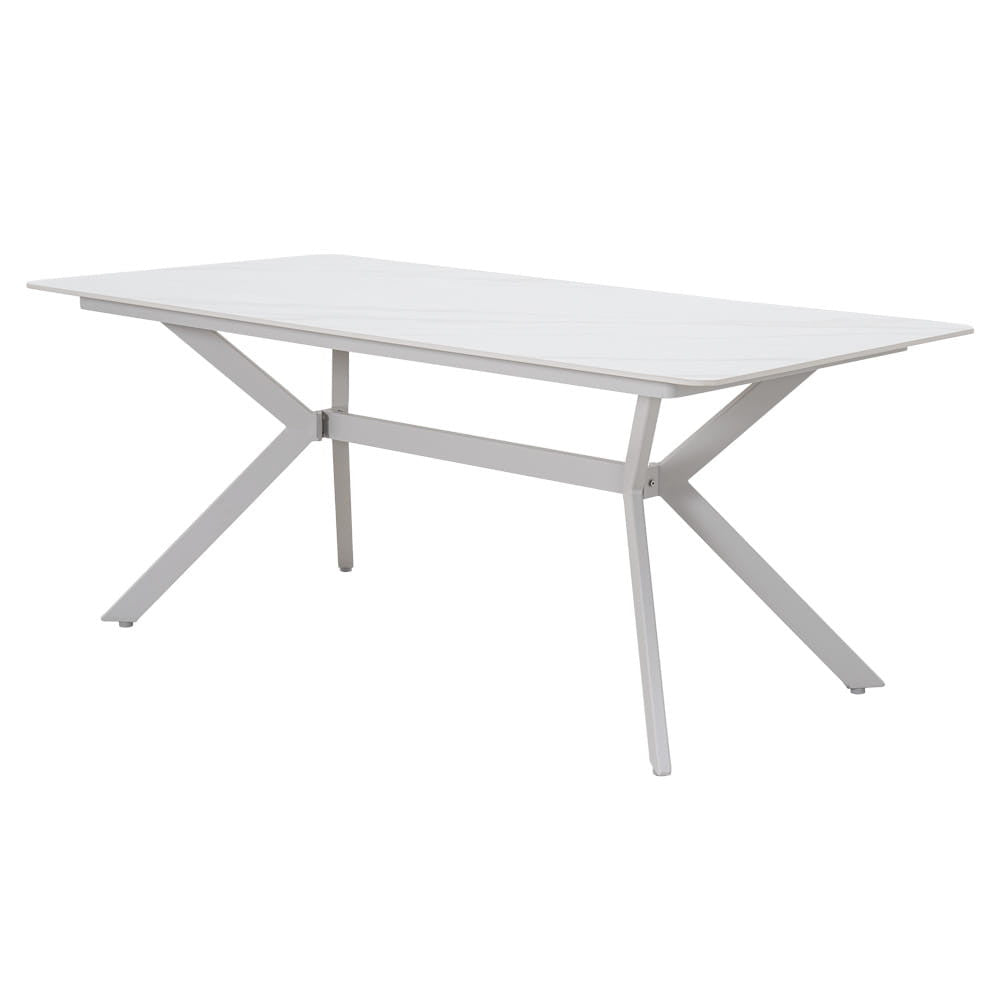 BALLENA puutarhapöytä 180x100cm, alumiini/lasi, valkoinen