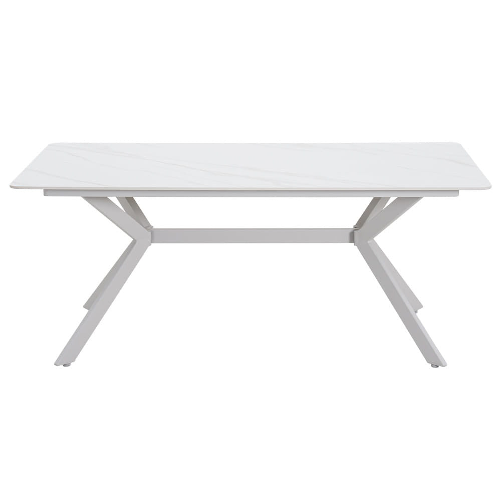 BALLENA puutarhapöytä 180x100cm, alumiini/lasi, valkoinen