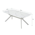 BALLENA puutarhapöytä 180x100cm, alumiini/lasi, valkoinen