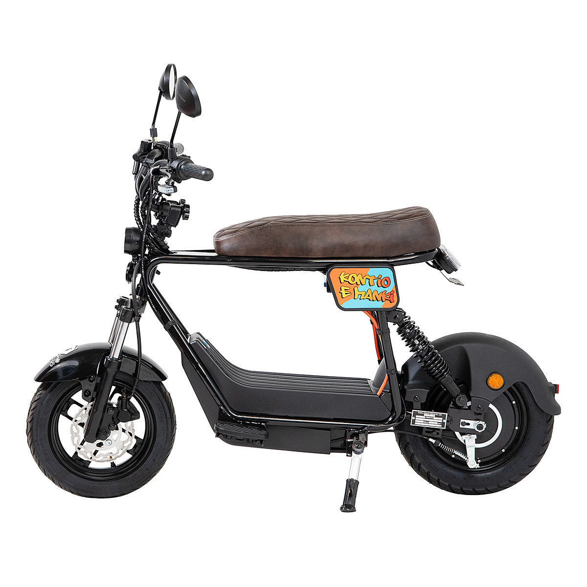 Kontio Motors e Manki 1000W 1kWh Akku, Ruskea istuin, Musta