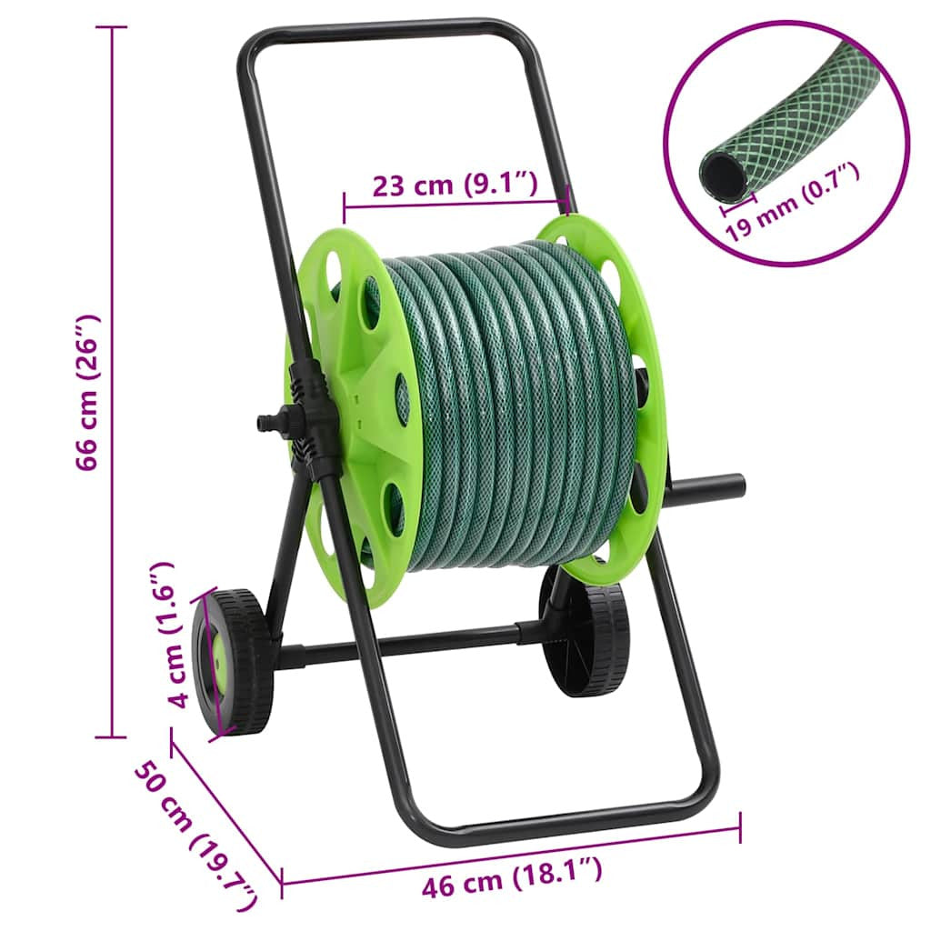 Slangvagn med grönt slangkopplingsset 0,75" 30 m PVC