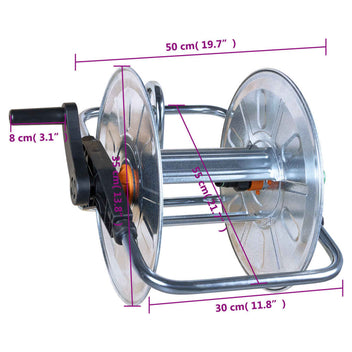Slangvinda för väggmontering 50 m 1/2" eller 35 m 3/4" slang, stål