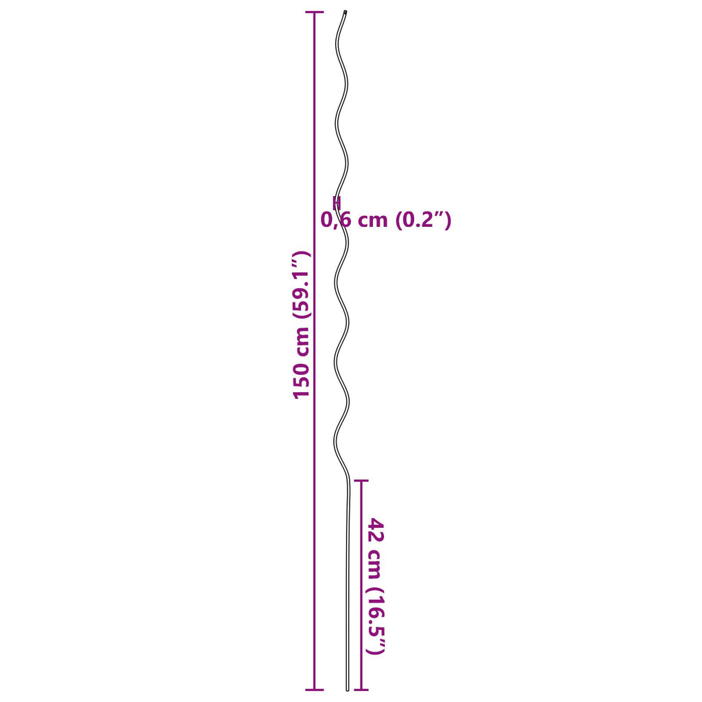 Spiraalimaiset kasvitukevat (20 kpl, 150 cm, Teräs)