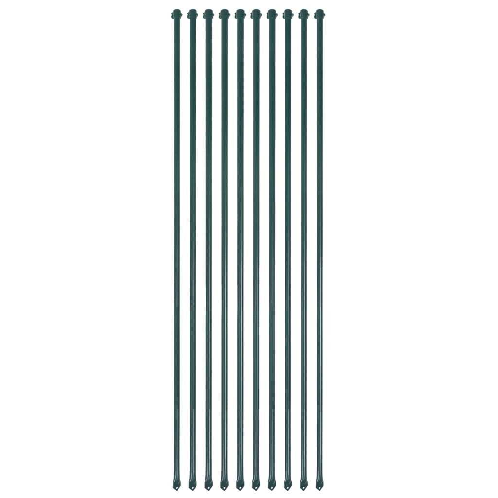 Puutarhatolpat 10 kpl 1,5 m metalli vihreä
