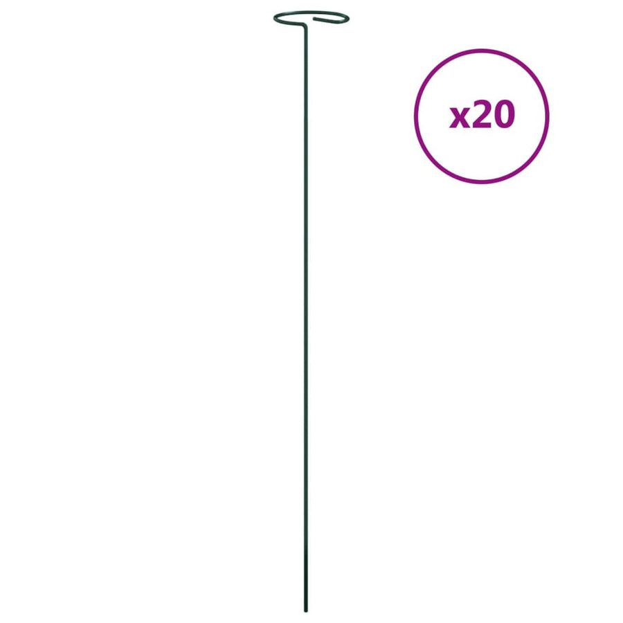 Stöd för trädgårdsväxter, 20 st, gröna, 61 cm, stål