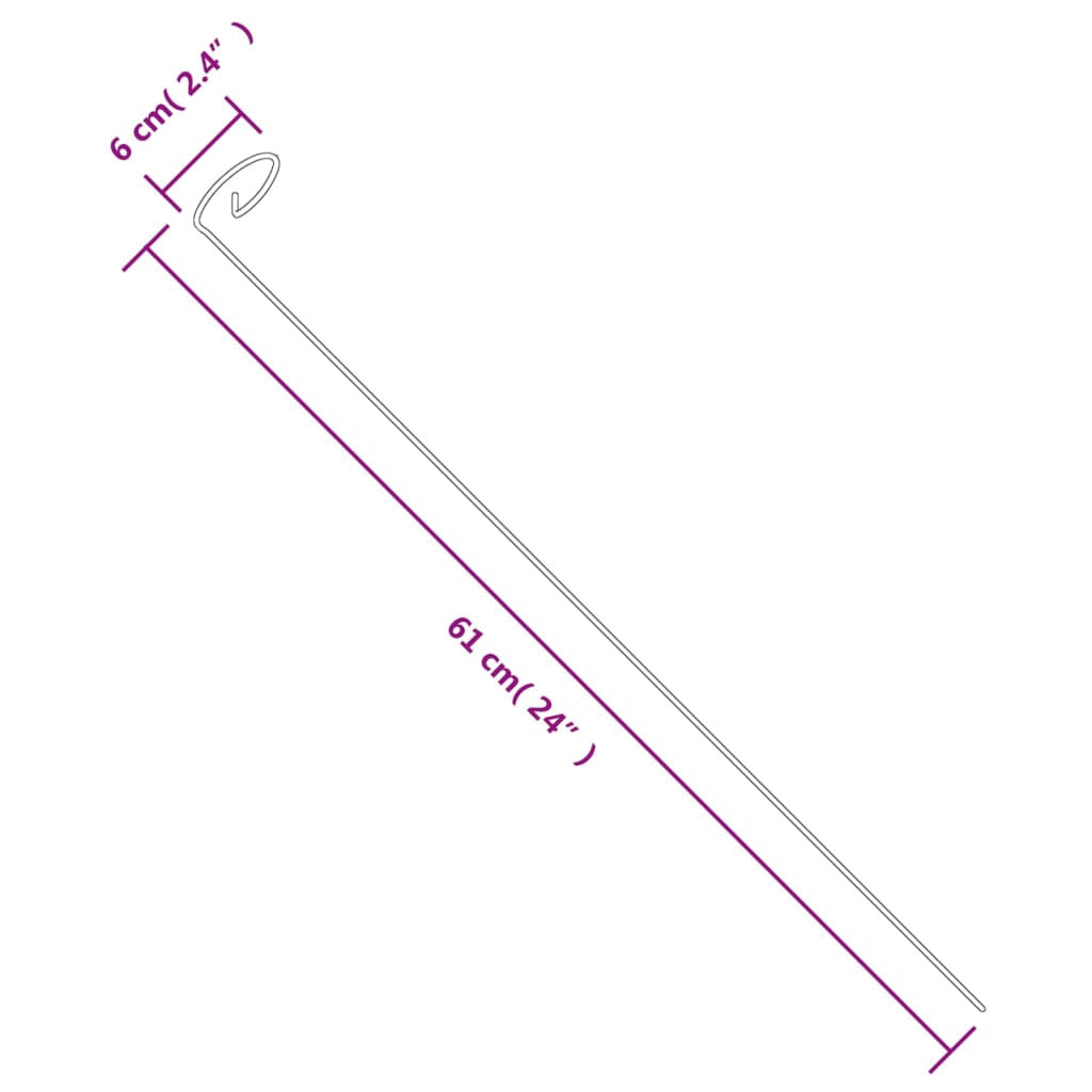 Stöd för trädgårdsväxter, 20 st, gröna, 61 cm, stål