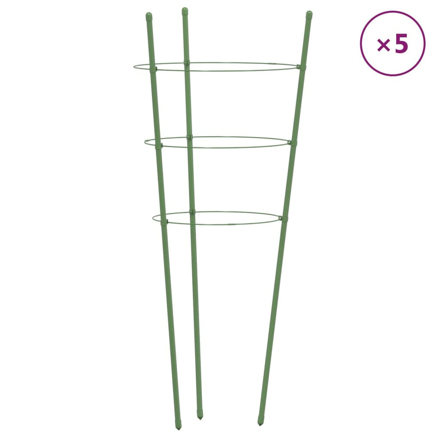 Trädgårdsväxtstöd 3 ringar 5 st gröna 45 cm stål