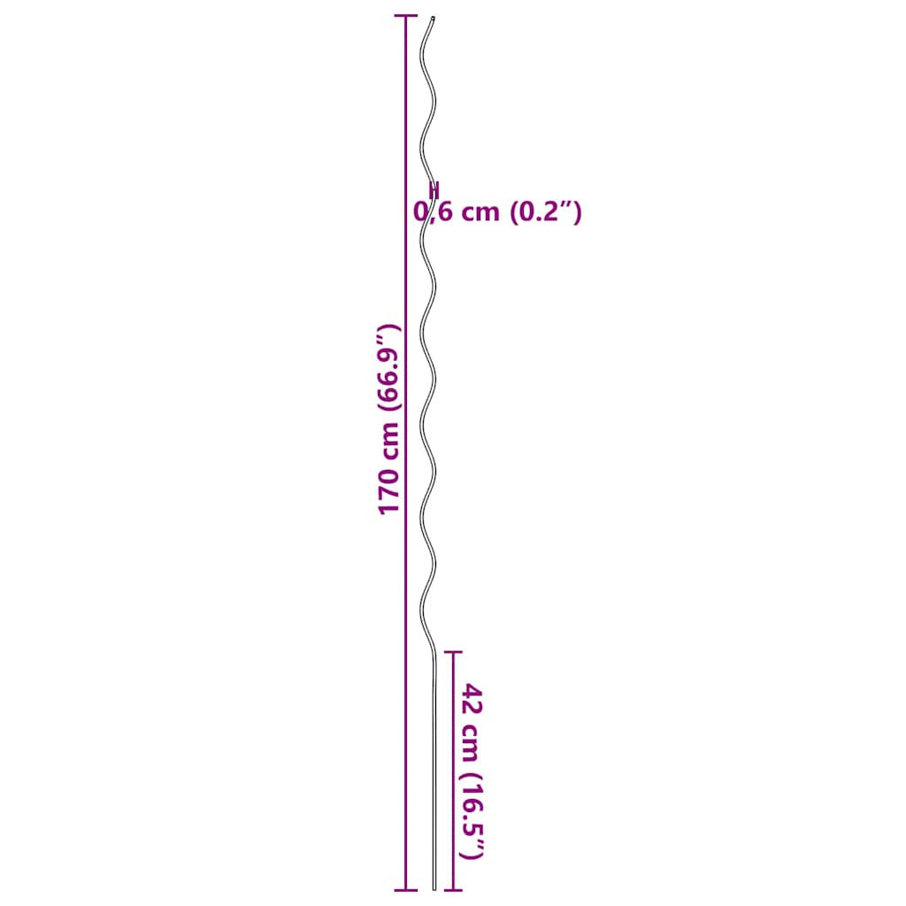 Växtstöd, 20 st, spiral, 170 cm, galvaniserat stål