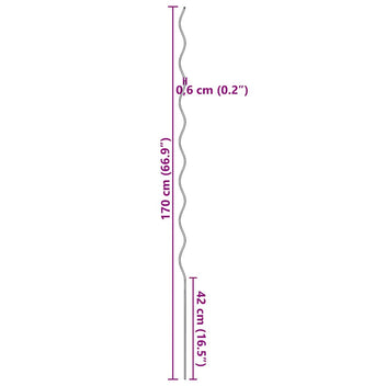 Växtstöd, 20 st, spiral, 170 cm, galvaniserat stål