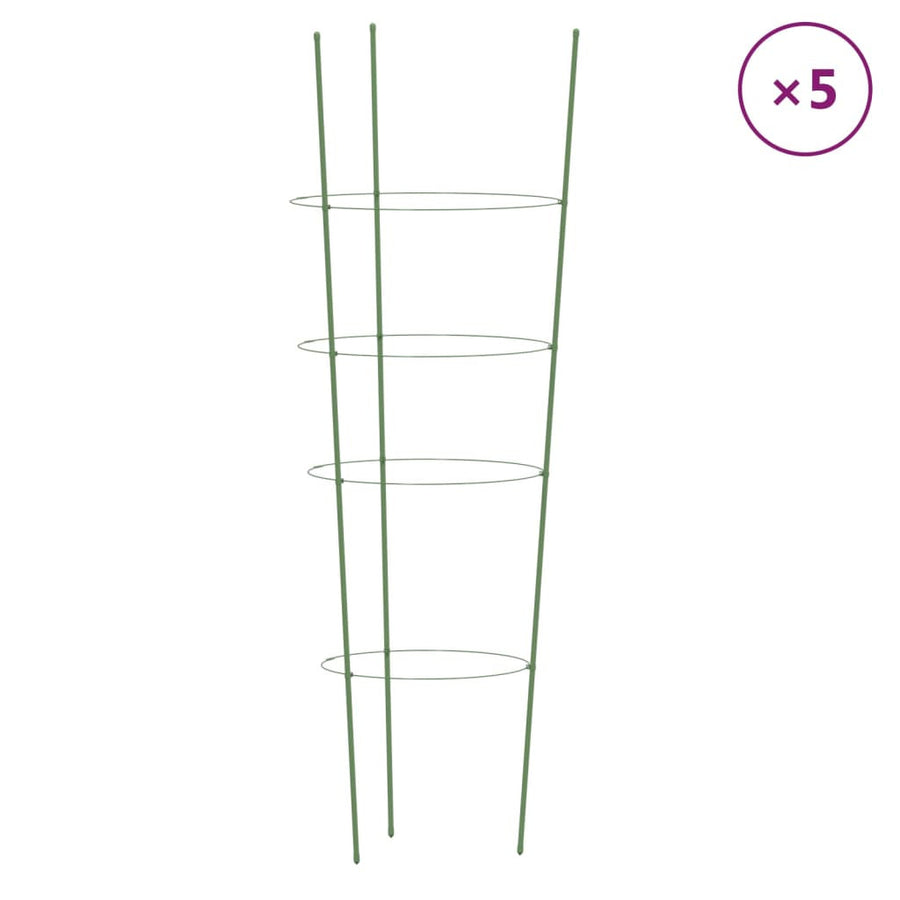 Trädgårdsväxtstöd 4 ringar 5 st gröna 90 cm stål