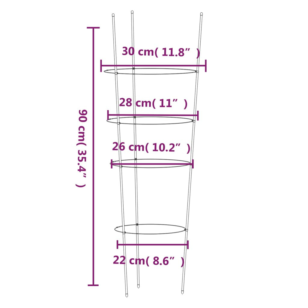 Trädgårdsväxtstöd 4 ringar 5 st gröna 90 cm stål