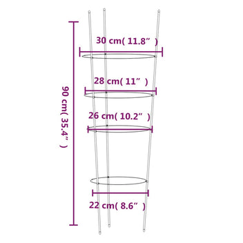 Trädgårdsväxtstöd 4 ringar 5 st gröna 90 cm stål