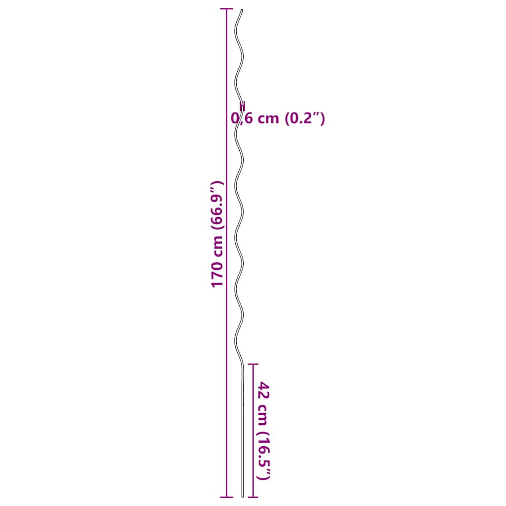 Växtstöd, 5 st, spiral, 170 cm, galvaniserat stål