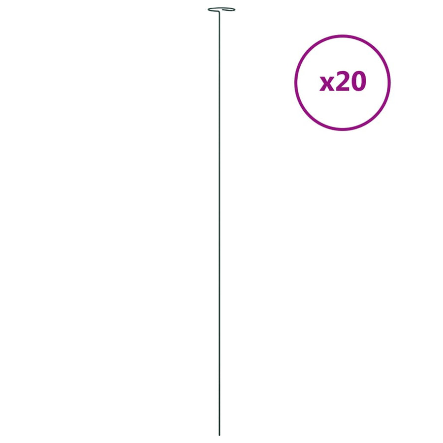 Stöd för trädgårdsväxter, 20 st, gröna, 91 cm, stål