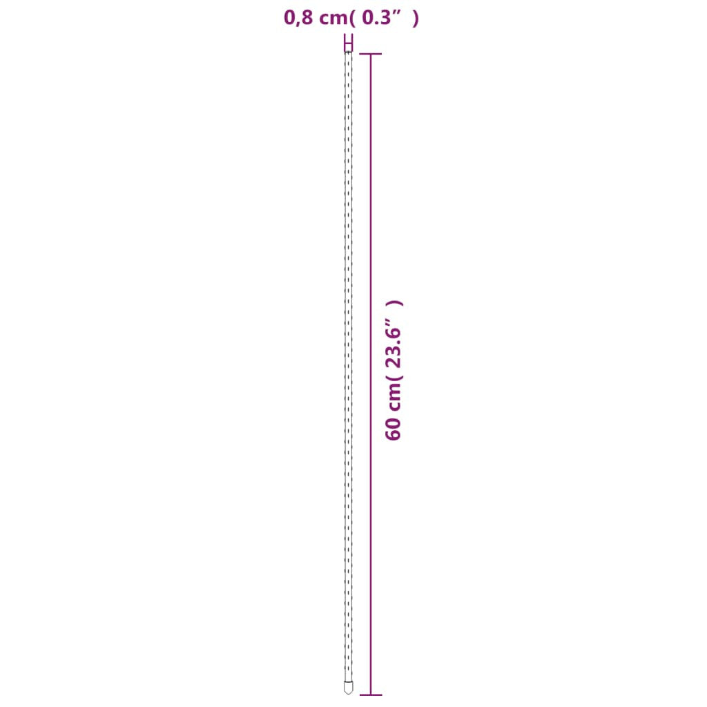 Stöd för trädgårdsväxter, 30 st, gröna, 60 cm, stål