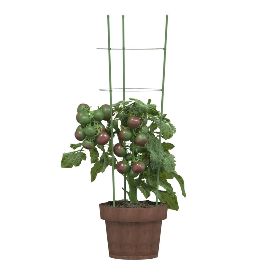 Stöd för trädgårdsväxter, 3 ringar, 5 st, gröna, 60 cm, stål