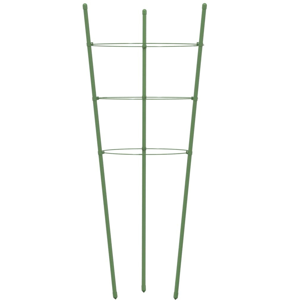 Stöd för trädgårdsväxter, 3 ringar, 5 st, gröna, 60 cm, stål
