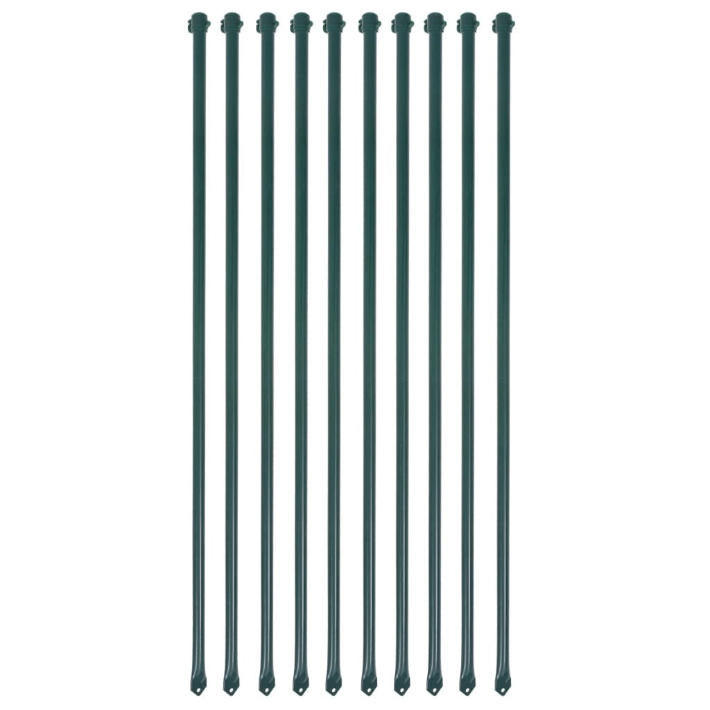 Trädgårdsstolpar, 10 st, 1 m, metall, gröna