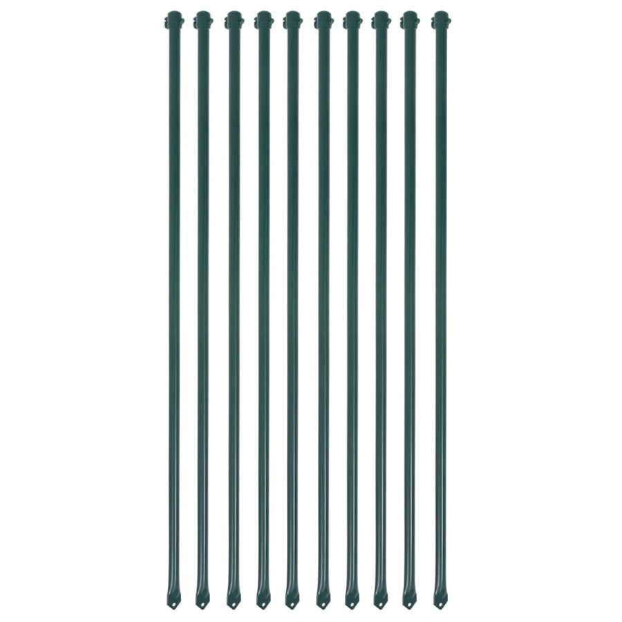 Trädgårdsstolpar, 10 st, 1 m, metall, gröna