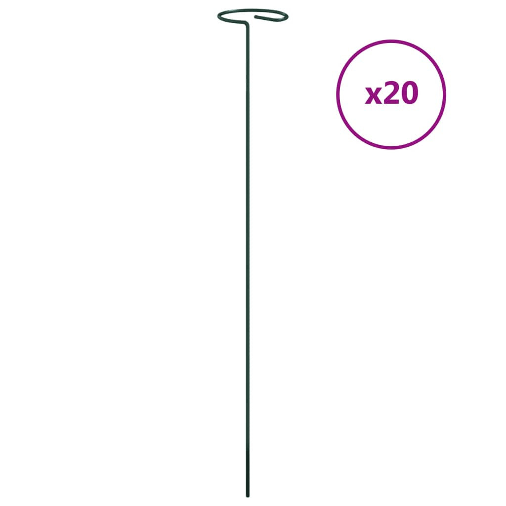 Stöd för trädgårdsväxter, 20 st, gröna, 40 cm, stål