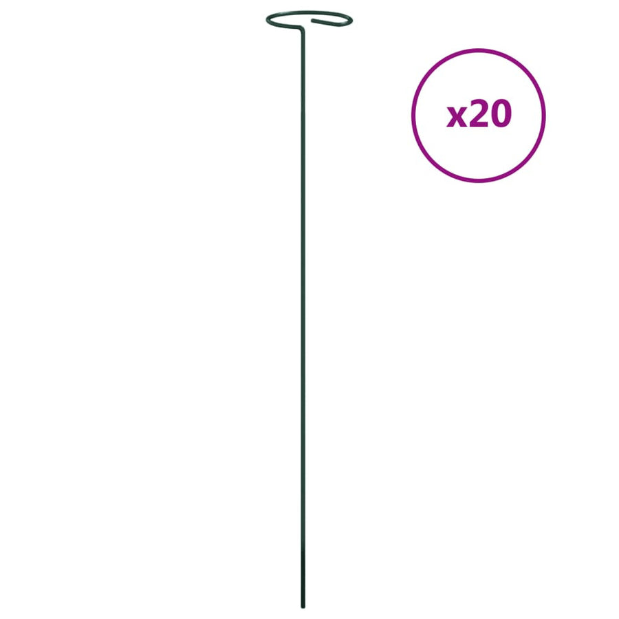 Stöd för trädgårdsväxter, 20 st, gröna, 40 cm, stål
