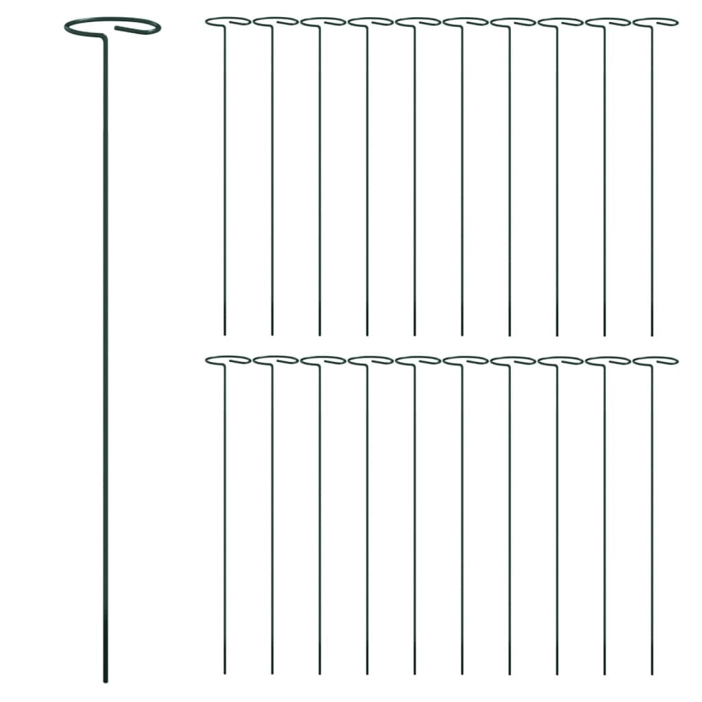 Stöd för trädgårdsväxter, 20 st, gröna, 40 cm, stål