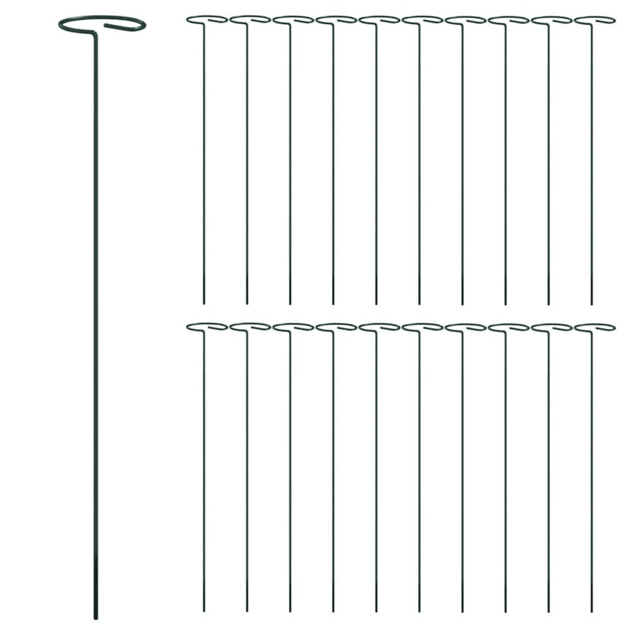 Stöd för trädgårdsväxter, 20 st, gröna, 40 cm, stål