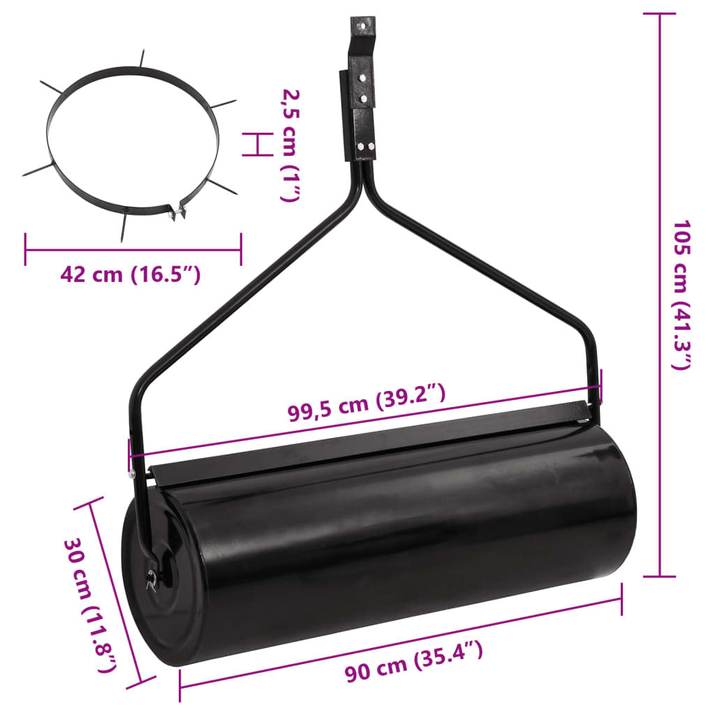 Nurmikkojyrä ilmauspannoilla musta 63 l rauta
