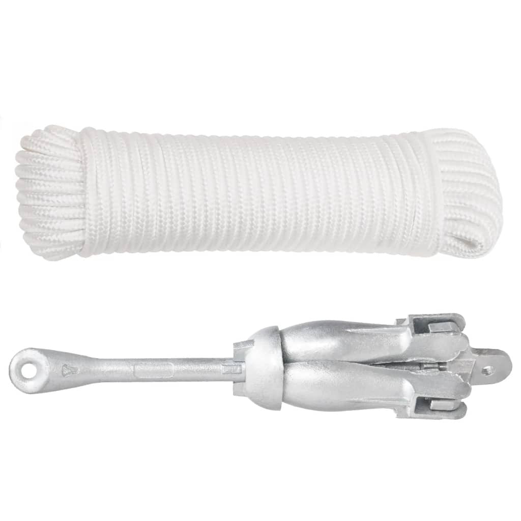 Taitettava ankkuri köydellä hopea 8 kg kuumasinkitty valurauta