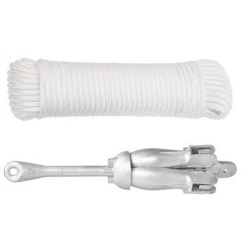 Fällbar ankare med rep, silver, 8 kg, varmförzinkat gjutjärn