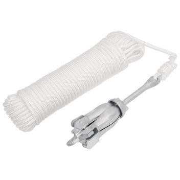 Fällbar ankare med rep, silver, 1,5 kg, smidesjärn