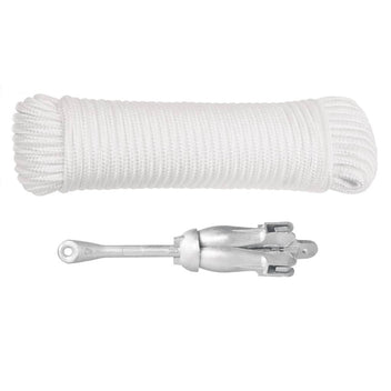 Fällbar ankare med rep, silver, 1,5 kg, smidesjärn