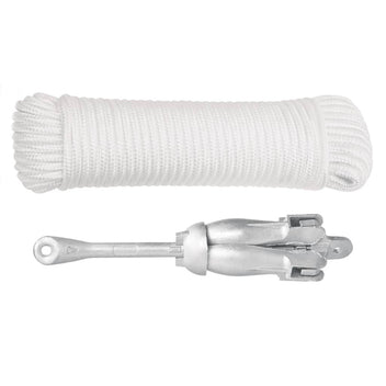 Fällbart ankare med rep, silver, 3,2 kg, smidesjärn