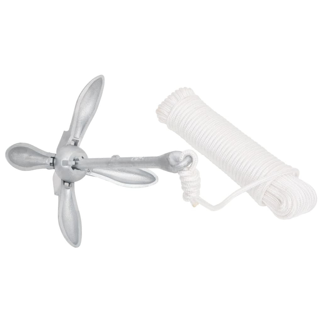 Taitettava ankkuri köydellä hopea 3,2 kg takorauta