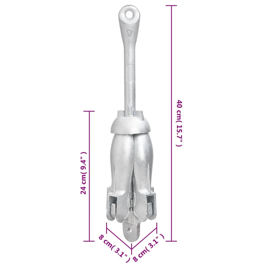 Fällbart ankare, silver, 3,2 kg, smidesjärn