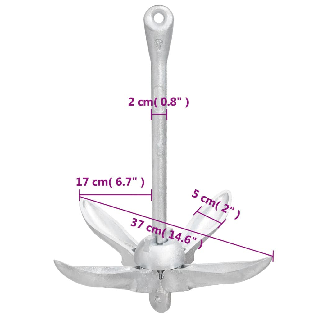 Fällbart ankare, silver, 3,2 kg, smidesjärn