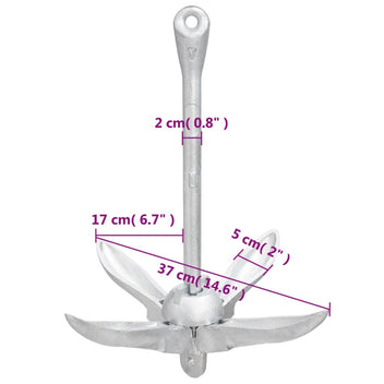 Fällbart ankare, silver, 3,2 kg, smidesjärn