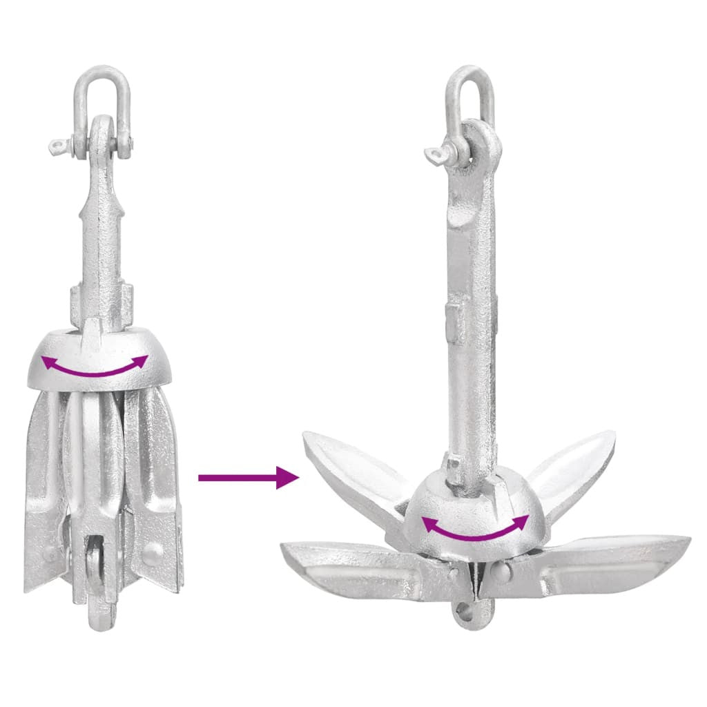 Taitettava ankkuri hopea 0,7 kg kuumasinkitty valurauta